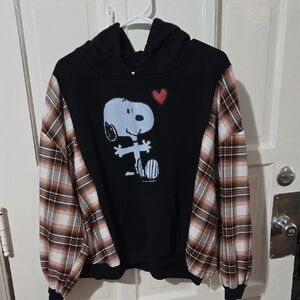 Black and Brown Plaid Women's Hoodie
